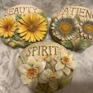 inspirational painted rocks 3 decorative garden stones- beauty patience spirit